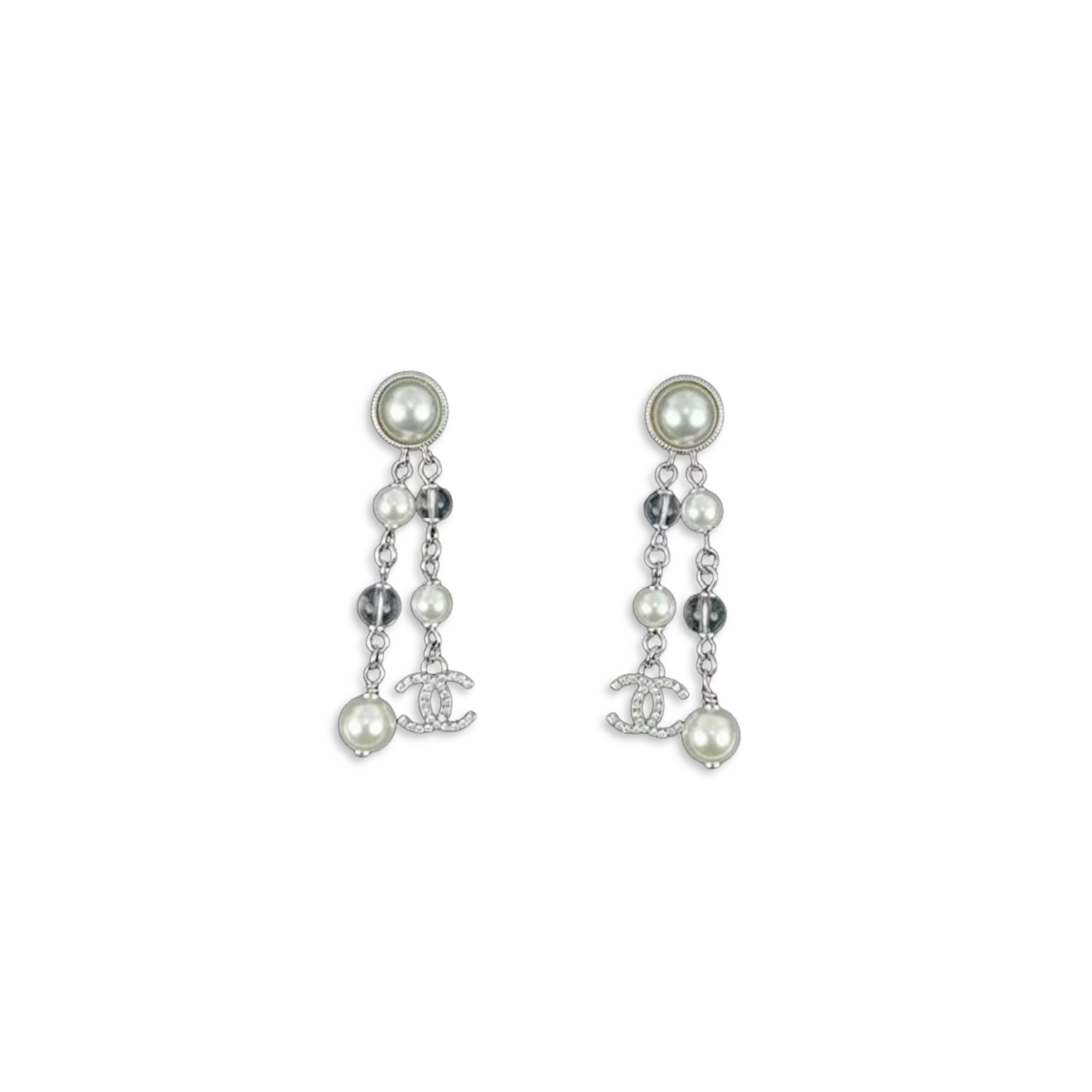 CHANEL RHINESTONE AND PEARL EARRINGS
